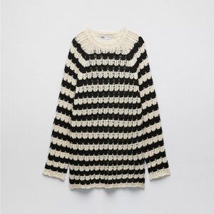 Zara Black and Cream Striped Dress